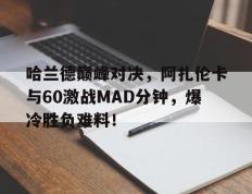 问鼎娱乐-包含哈兰德巅峰对决，阿扎伦卡与60激战MAD分钟，爆冷胜负难料！的词条